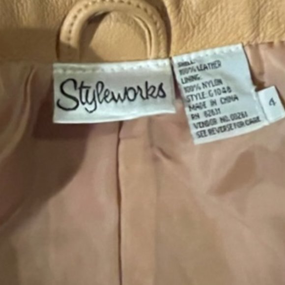 Styleworks Vintage Gold Leather Jacket Size 4 - Picture 4 of 4